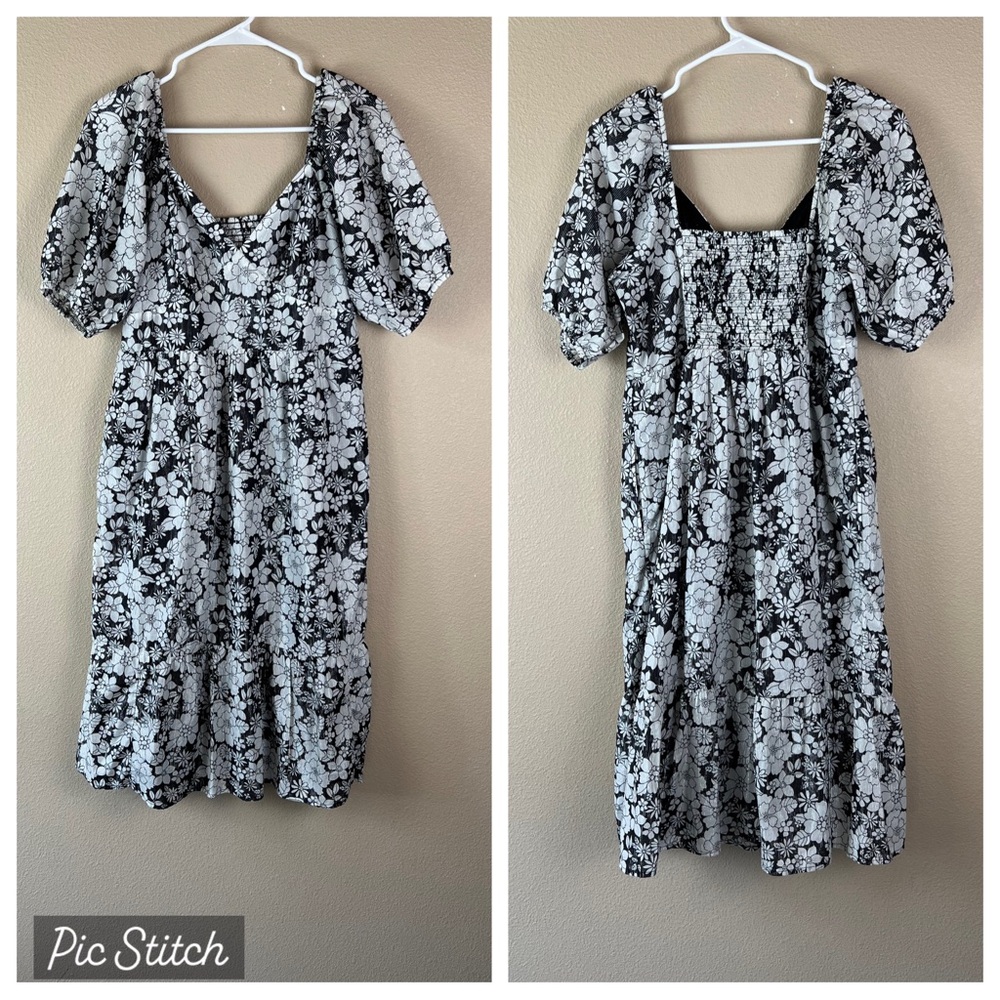 Gap Puff Sleeve Metallic Floral Midi Dress - Picture 4 of 12